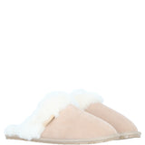 Classic Ladies Suede Sheepskin Slippers Beige