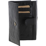Women's Vintage Wash 12 Card Leather  Purse Black : G-42