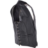 Men's Leather Embossed Laced Waistcoat Black: W/COAT SKULL