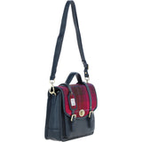 Ashwood Leather & Harris Tweed® Cloth Large Satchel Bag with Twist Lock Navy/Pink: TW-35-06-NP
