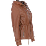 Luxurious Ashwood Leather Jacket with Hood Tan: Anne