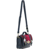 Ashwood Leather & Harris Tweed® Cloth Small Satchel Bag with Twist Lock Navy/Pink: TW-33-06-NP