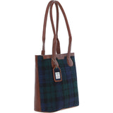 Ashwood Leather & Harris Tweed® Cloth Genuine Leather Shoulder Bag Tan/Watch: TW-23-04-TW