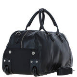 Luxurious Leather Wheeled Duffle Bag Black: pl-50