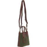 Ashwood Leather & Tweed Handbag with Removable Crossbody Strap Tan/Green Check: TW-21-010-TGNH