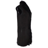 3/4 Length Toscana Suede Leather Gilet Black :  Nekhii