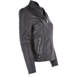 Leather Biker Jacket Black: N-12