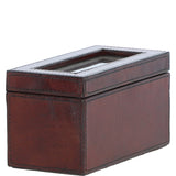 Ashwood Leather's Premium Double Watch Case with See-Through Lid Chestnut: LF-106