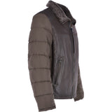 Leather Sheepskin And Padded Material Jacket Olive/Brown : Trap-Enzo