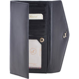 Vegetable Tanned Note, Coin & 8 Card Envelope Purse Black: V-63