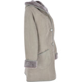 Womens Suede Sheepskin Hooded Coat Grey: KB-10285