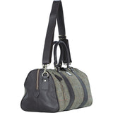 Ashwood Leather & Harris Tweed® Cloth Doctor Holdall Brown/Green: TW-46-09-BG