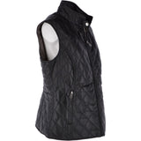 Diamond Quilted Leather Gilet Black: RIGDEN GILLET