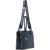 Ashwood 3 Section Large Leather Handbag Navy: X-39