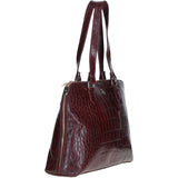 Women’s Large Croc Finish Leather Bag Bordo/croc: 22-064/R