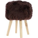New Zealand Sheepskin Stool Chocolate: SHORT SHEEPSKIN STOOL