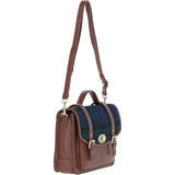 Ashwood Leather & Harris Tweed® Cloth Large Satchel Bag with Twist Lock Tan/Watch: TW-35-04-TW