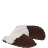 Classic Ladies Suede Sheepskin Slippers Brown