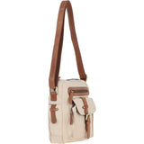 Fenland Canvas & Leather Crossbody Bag Tan/cream: FEN-752