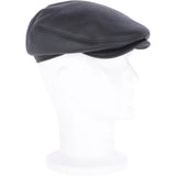 One Piece Sheepskin Leather Flat Cap Black: 04K