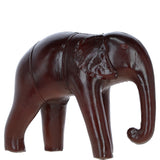 Handcrafted Leather Elephant Decorative Ornament Chestnut: LF-176