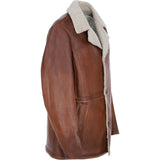 Men’s Trapper Leather Jacket with Faux Fur Lining Cognac: ELMS