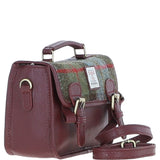 Ashwood Leather & Harris Tweed® Cloth Small Satchel Bag Wine/Mcload: TW-67-17-WM