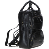 Compact Leather Backpack with Front Zip Pockets Black: TL-006