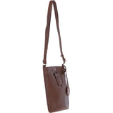 Genuine Leather Crossbody x Shoulder Bag with Golden Accents 2 Tone Tan: 64239
