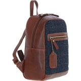Authentic Ashwood Leather & Harris Tweed® Cloth Backpack Tan/Navy: TW-28-11-TN