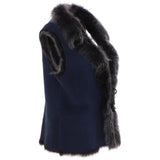 Reversible Toscana Suede Leather Gilet Navy/snowtip: KB-42
