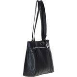 Classic Leather Zipped Shoulder Bag Black: Derry