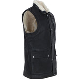 Ashwood Men's Leather Waistcoat Black Snuff: LUCK