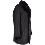 Luxury 4 Button Single Breasted Mink Collar and Sheepskin Coat Black: KE-224 MINK