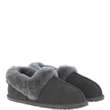 Women's Classic  Suede Sheepskin Cuff Slippers Grey: LADIES CUFF SLIPPERS