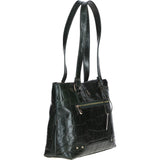 Velutto Eleganza' Zip Mid Section Real Leather Shoulder Bag Green/croc: 52234