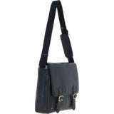 Gabicci Leather Messenger Bag with Crossbody Strap Black: GB-64957