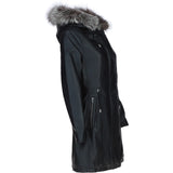 Stylish Ashwood Leather Ladies Three Quarter Jacket Black Fur: Emilia