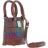 Ashwood Leather & Harris Tweed® Cloth Small Grab Bag Tan/Purple: TW-63-13-TP