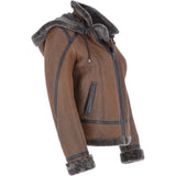 Short Hooded Sheepskin Flying Jacket Tobacco: 10245