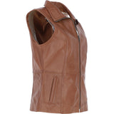 Women's  Leather Gilet Tan: FO-GILLET 1