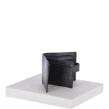 Vegetable Tanned 8 Card, ID & Coins & Zip Billfold Tab Leather Wallet Black : 1258-VT