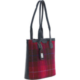 Ashwood Leather & Harris Tweed® Cloth Genuine Leather Shoulder Bag Navy/Pink: TW-23-06-NP