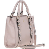 Real Leather Handbag with Adjustable Crossbody Strap Beige: 64867
