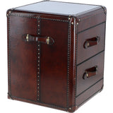 Luxury Real Leather Bedside Table Chestnut: LF-151
