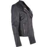 Leather Biker Jacket Black: N-31