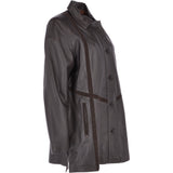 Women's Single Breasted Oversized Leather Coat Brown/ani: IVONNE 2
