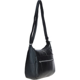 Leather Shoulder Bag with Zip & Magnetic Pocket Black: Meath