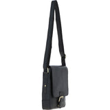 Ashwood Compact Leather Flap Over Bag Black: Q-42