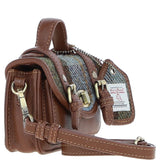 Ashwood Leather & Harris Tweed® Cloth Micro Satchel Bag with Twist Lock Tan/McLoad:TW-36-02-TM